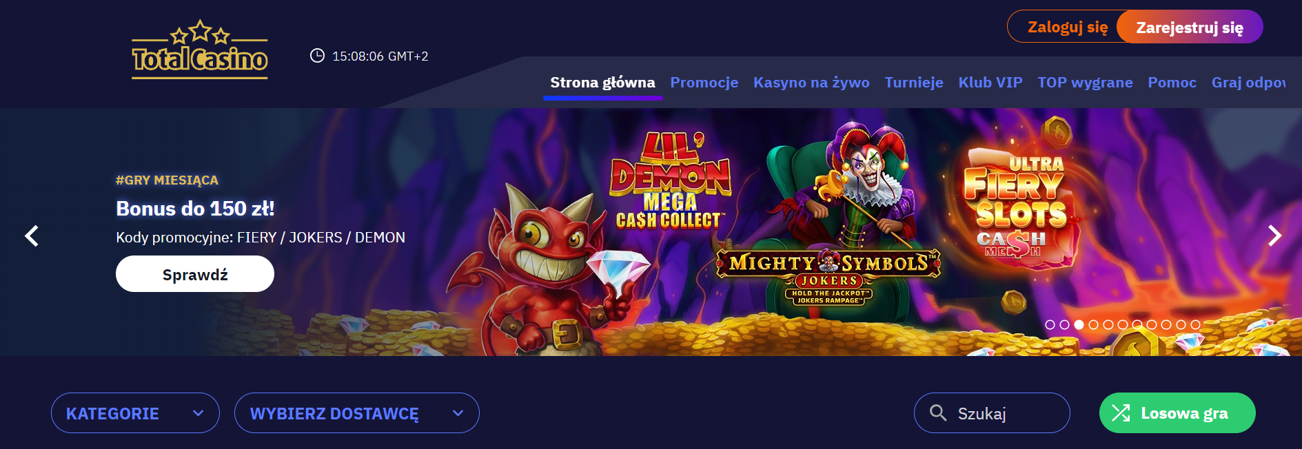 Main Page of Total Casino